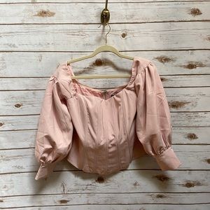Fashion Nova Blush Pink Puff Sleeve Corset Top
